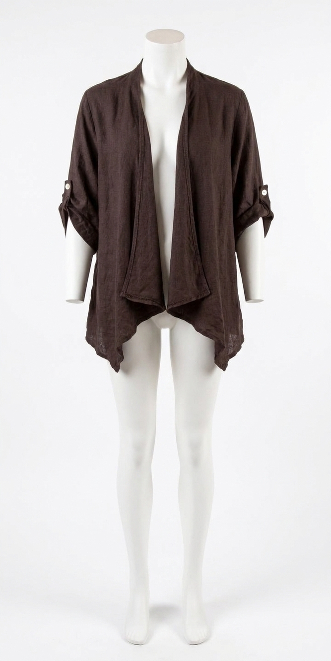 NEW GIGI MODA leggera open front jacket in chocolate